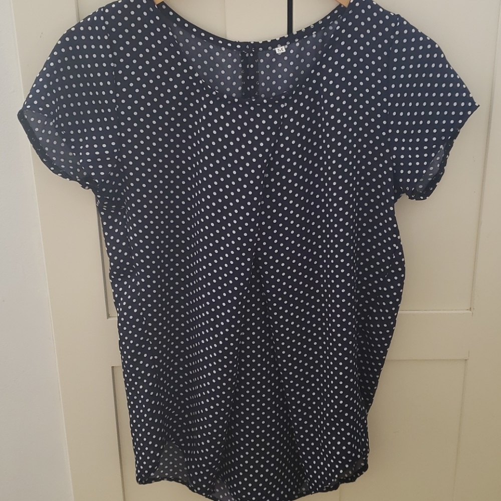 Blue polka dot blouse
